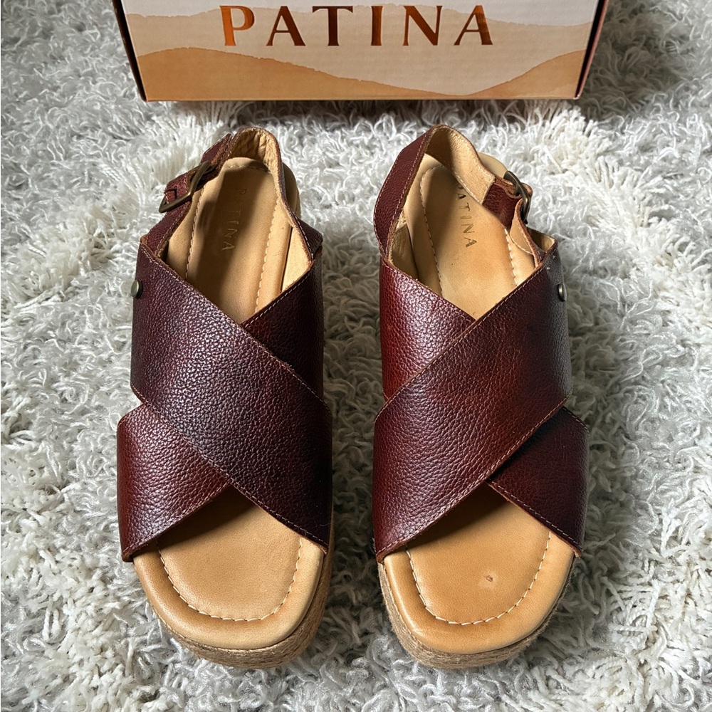 Patina Brown Leather Sandals